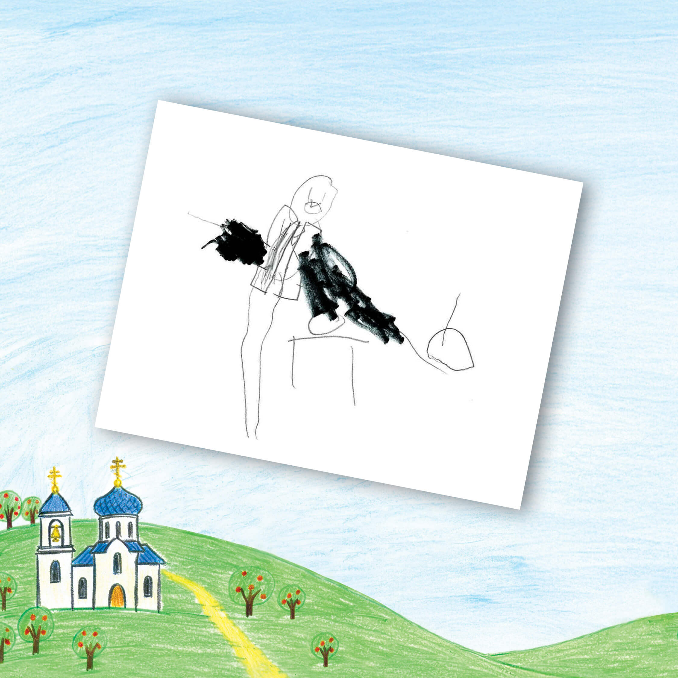 St. Tikhon's Seminary 2026 Spring Appeal children's drawings of their fathers in their cassocks.