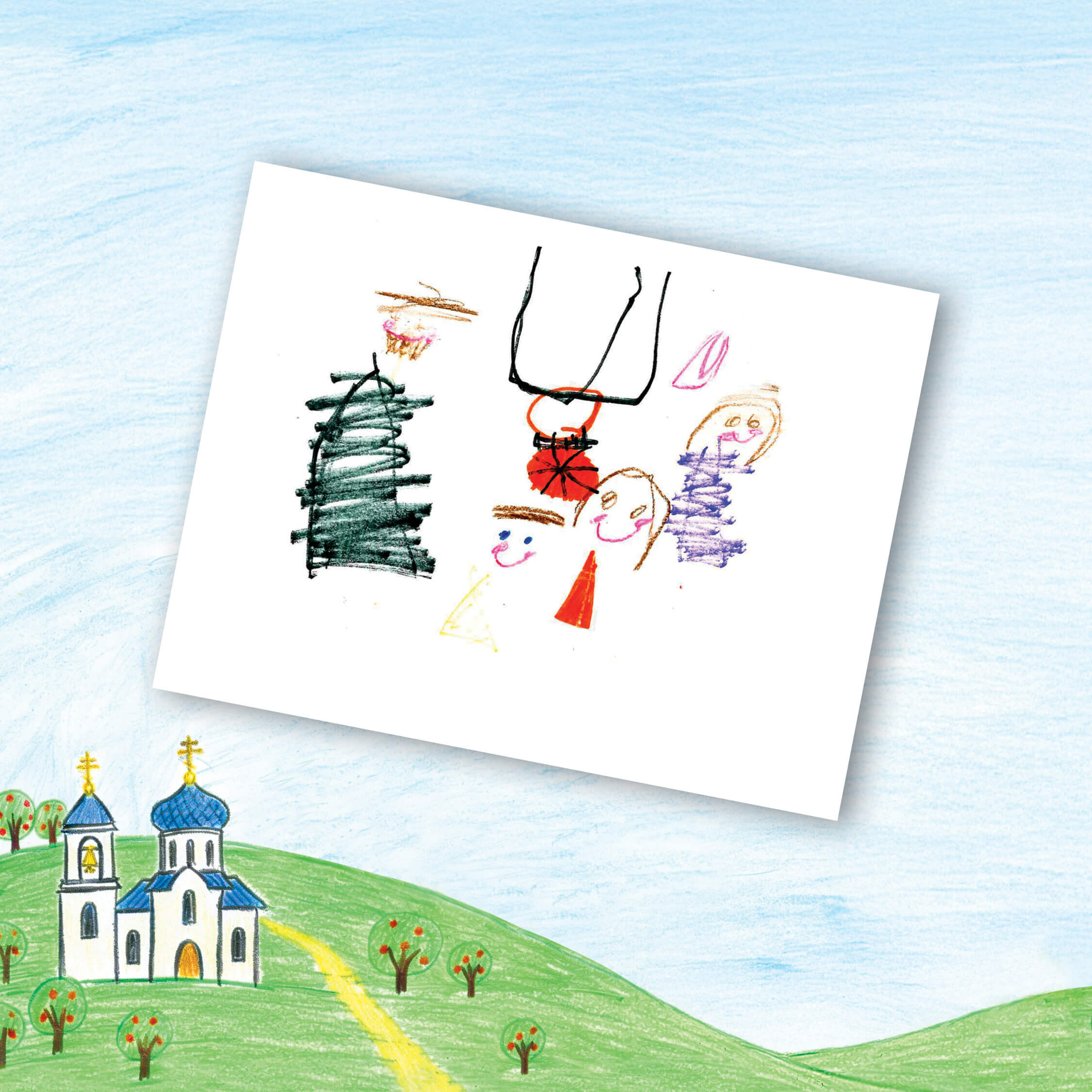 St. Tikhon's Seminary 2026 Spring Appeal children's drawings of their fathers in their cassocks.
