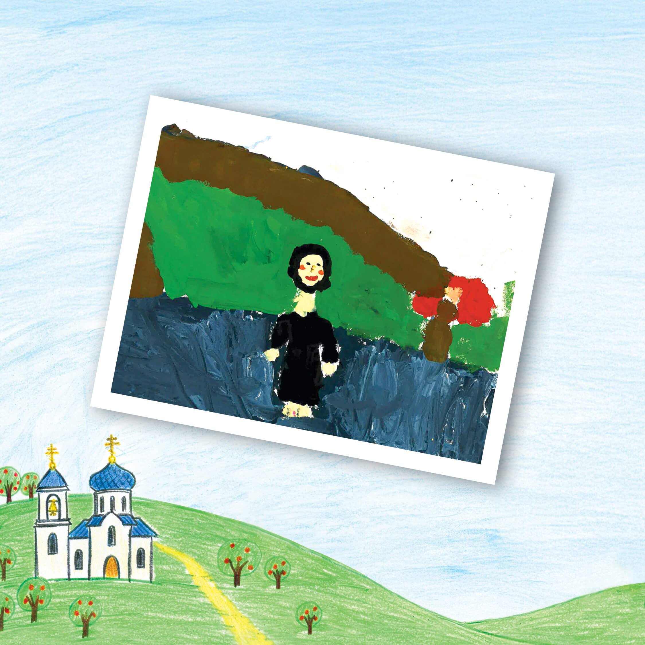 St. Tikhon's Seminary 2026 Spring Appeal children's drawings of their fathers in their cassocks.