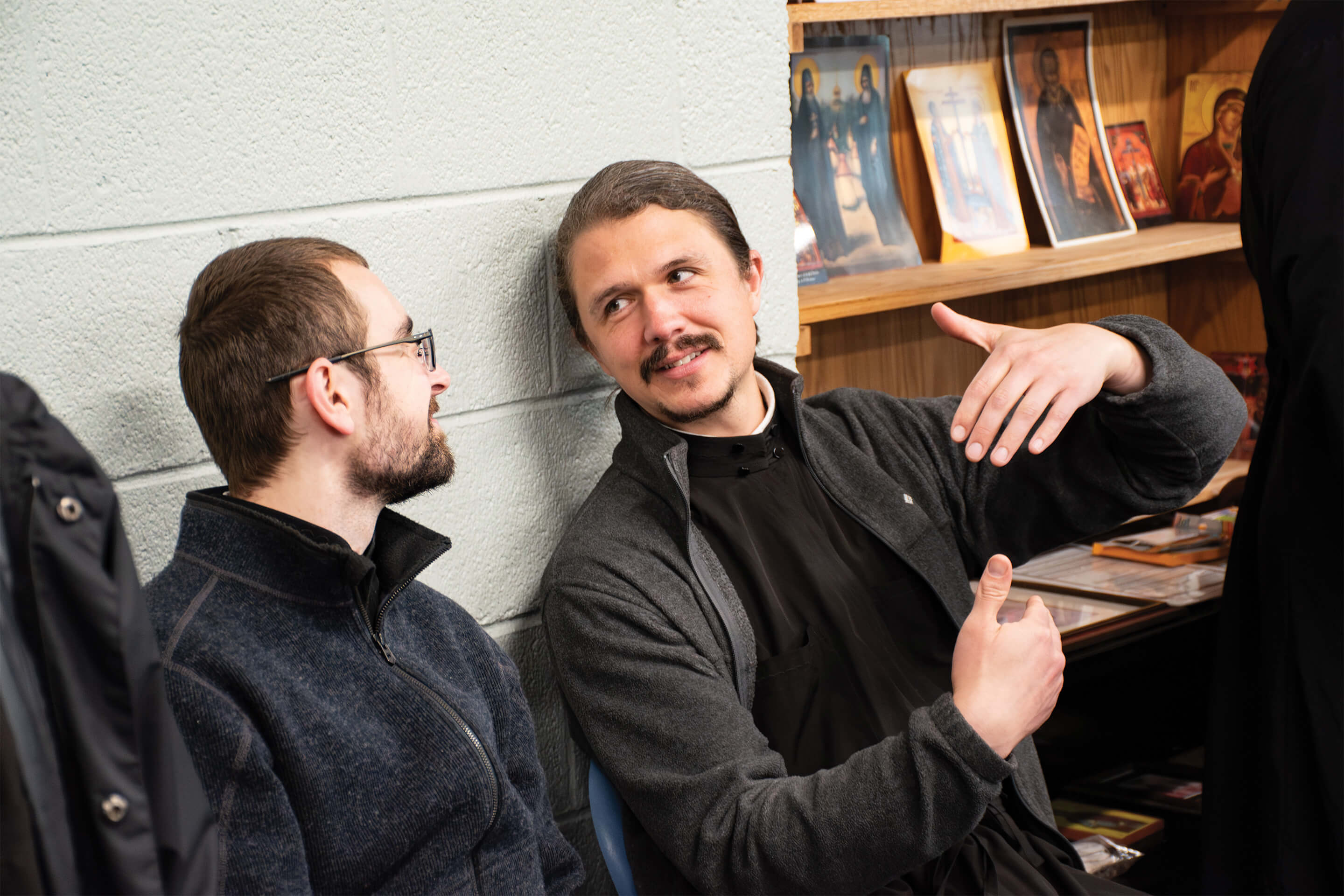 St. Tikhon's Seminary Community seminarians conversing.