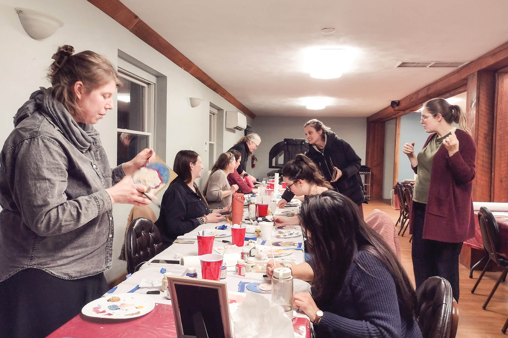 St. Tikhon's Seminary Wives Groups St. Nonna Sisterhood wives gathered for a painting party.