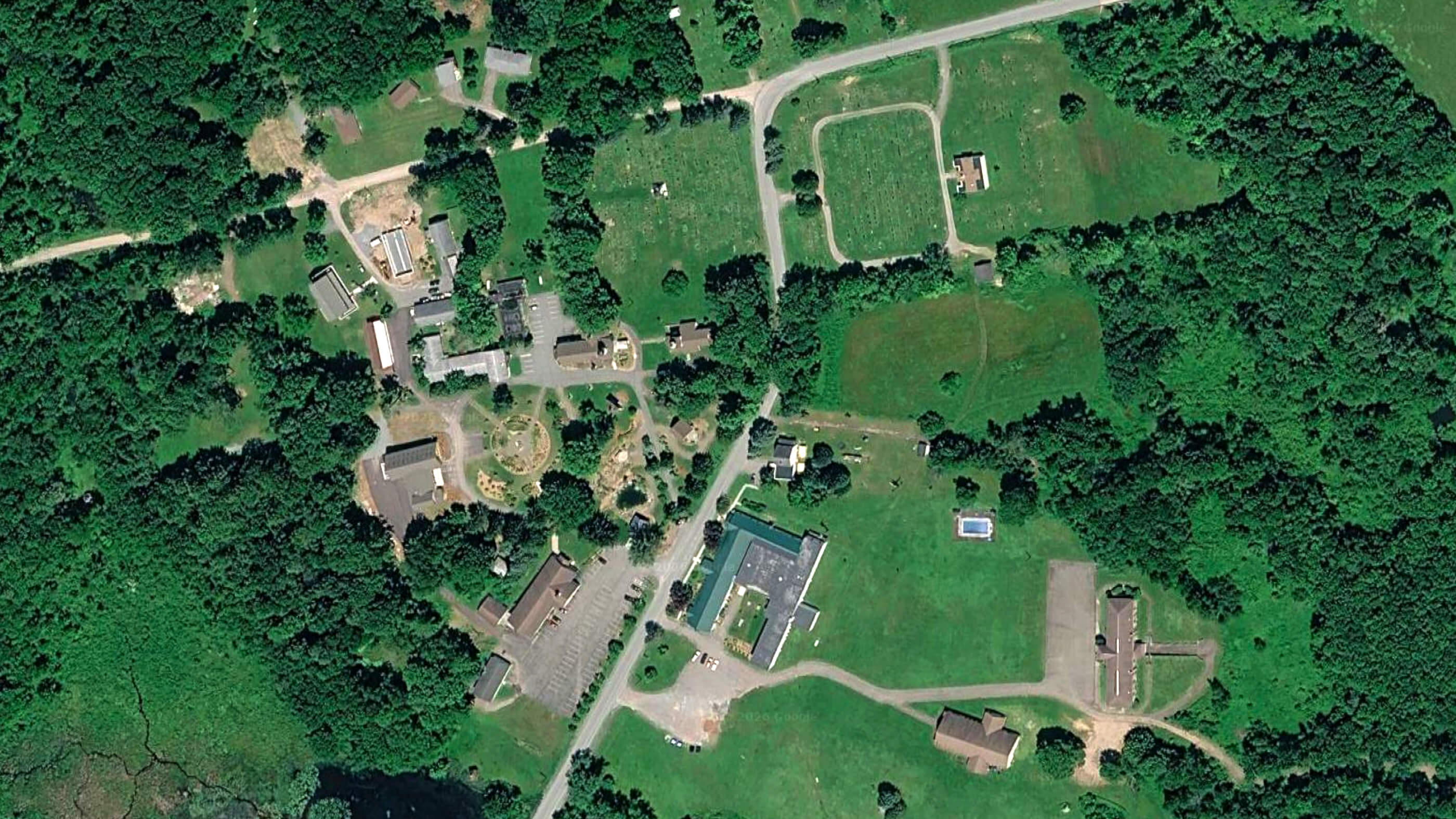 St. Tikhon's Seminary Admissions & Aid Schedule a Visit satellite image of the seminary and monastery.