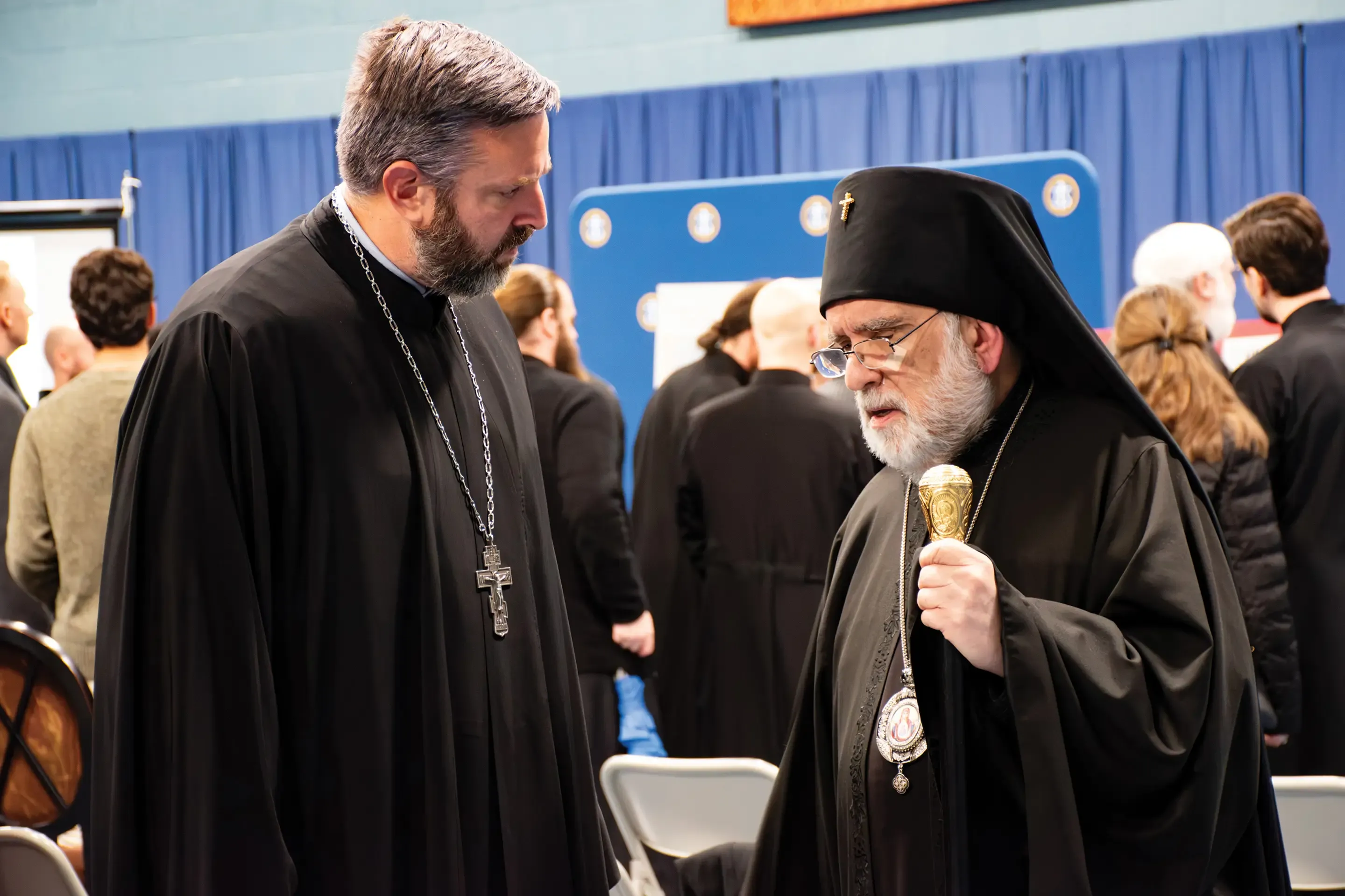 St. Tikhon's Seminary Schedule a Visit Archbishop Michael and Fr. Demetrios Harper speaking together.