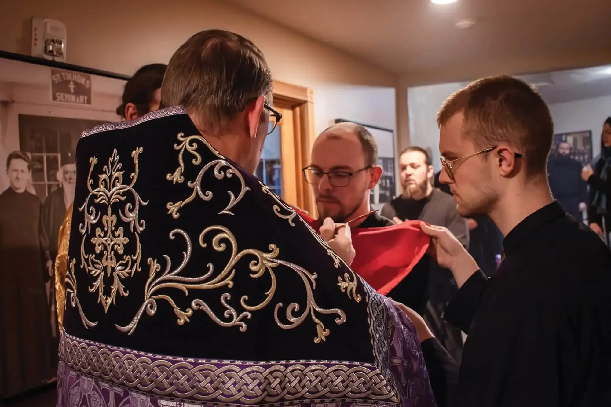 St. Tikhon's Seminary Stories Elijah Peterson assisting with the communion cloth.