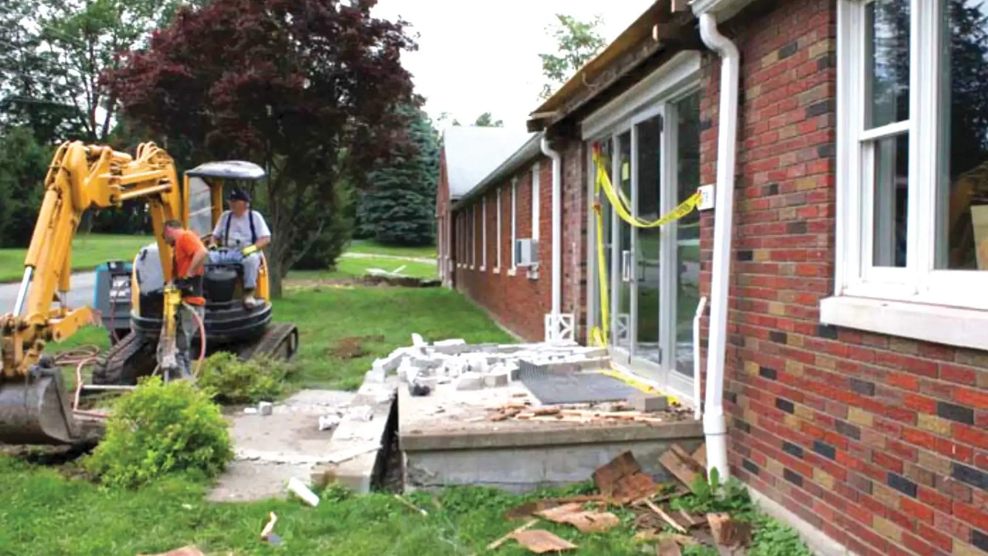 External renovation work being conducted at St. Tikhon's Seminary.