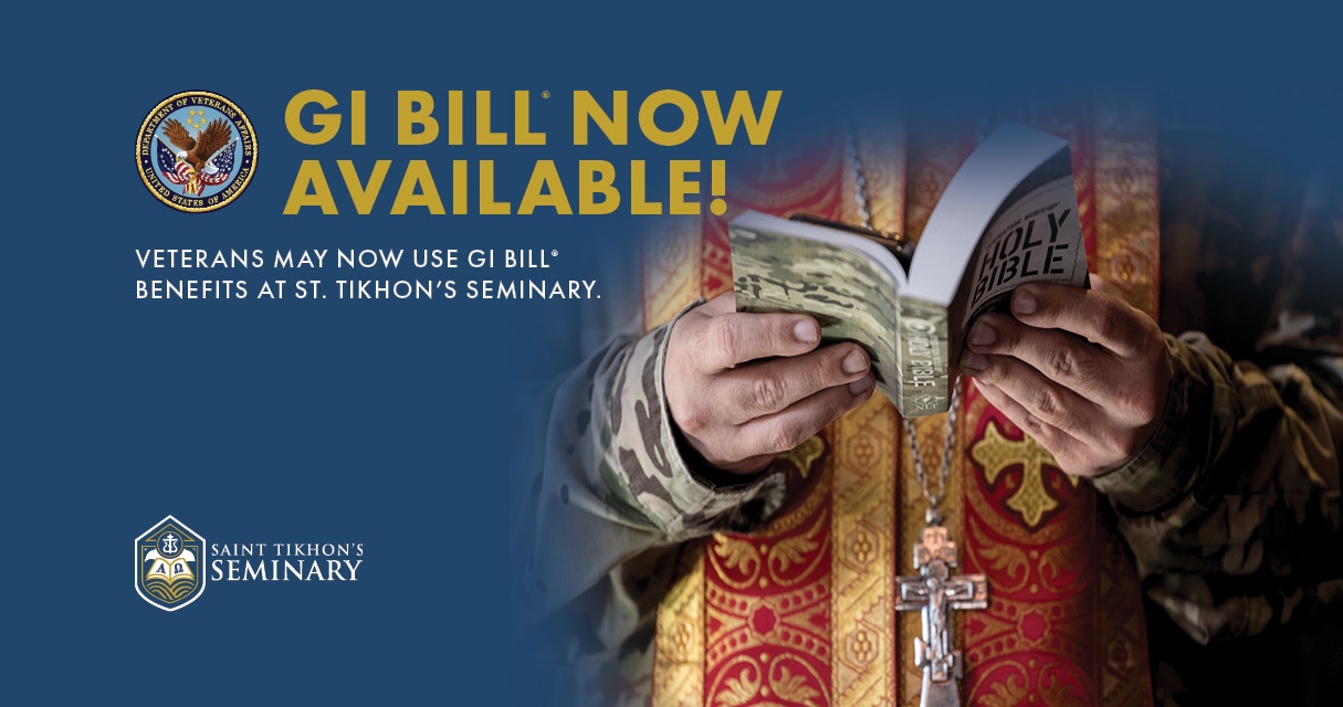 St. Tikhon's Seminary News & Events GI Bill photo of an Orthodox military chaplain holding a prayer book.