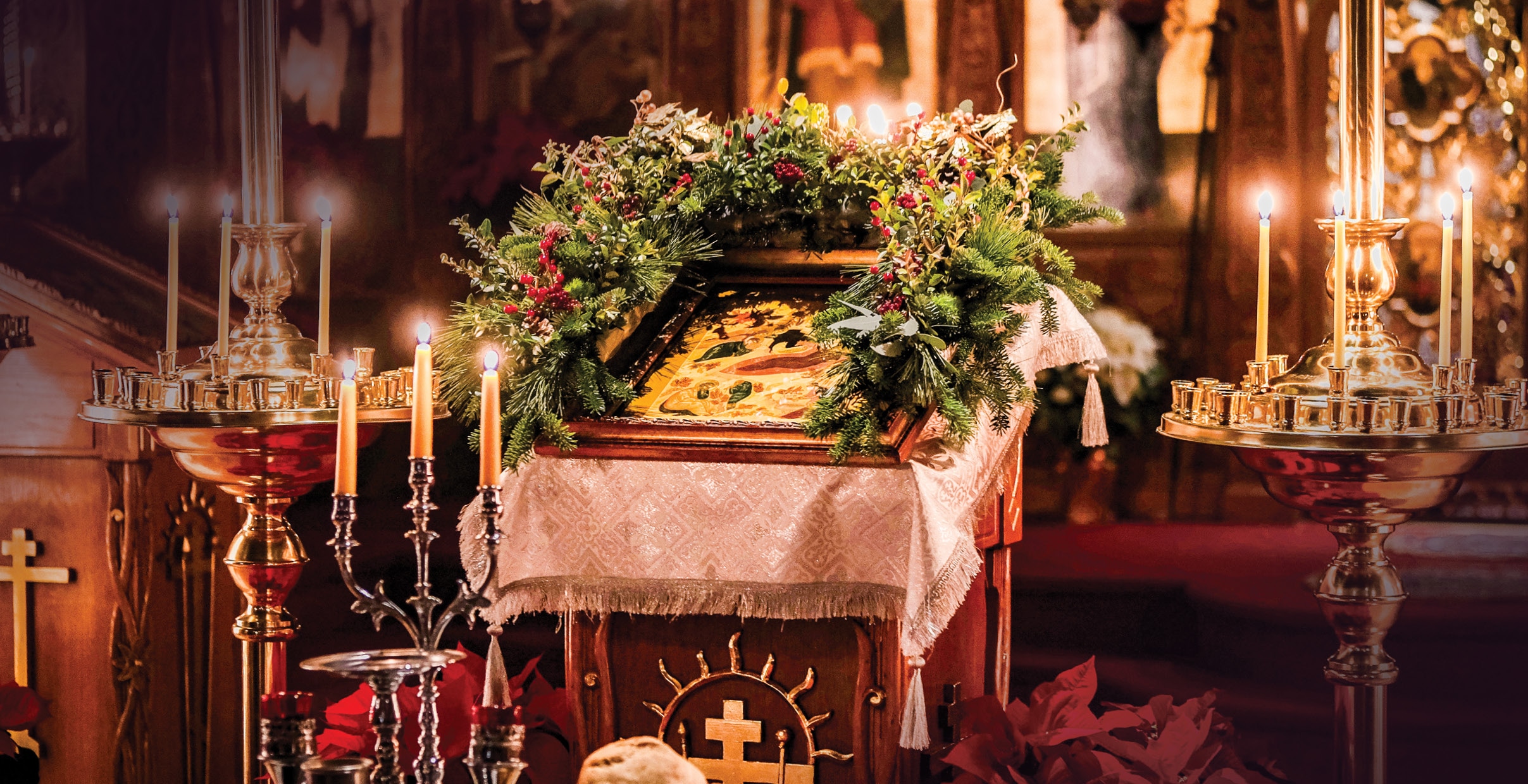 St. Tikhon's Seminary News & Events Homily on the Nativity of Christ icon of the Nativity and candles.